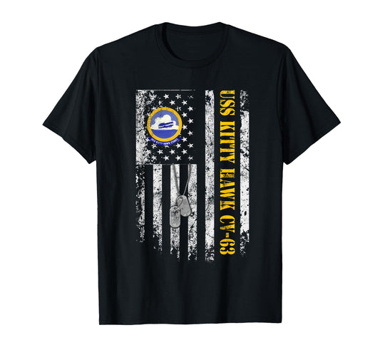 USS Kitty Hawk CV-63 Vintage Veteran Patriotic Flag Mens T-Shirt
