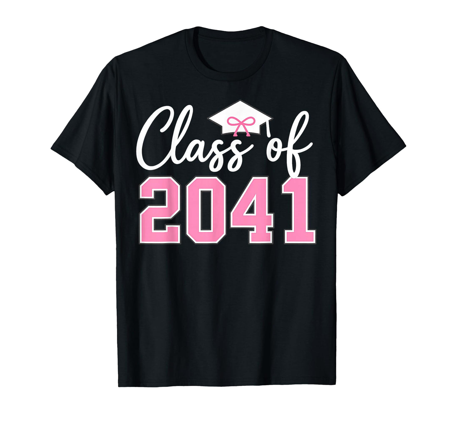 Class of 2041 Grow with Me Kindergarten Pink Coquette Bow T-Shirt
