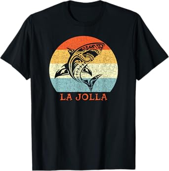 La Jolla, California Vintage Vacation Retro Tribal Shark T-Shirt
