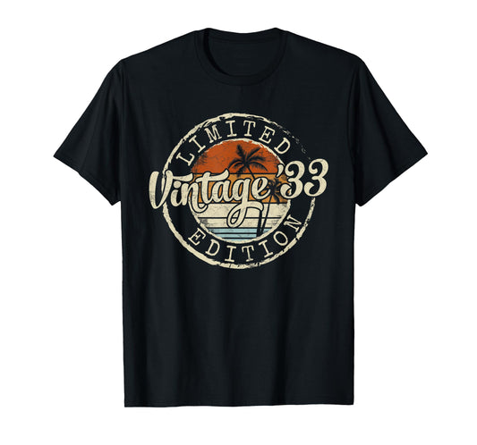 Vintage 1933 92nd Birthday Gifts For Men Women 92 Year Old T-Shirt