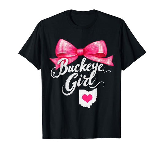 Buckeye Girl Ohio Home Heart State Pink Kids Girls Womens T-Shirt