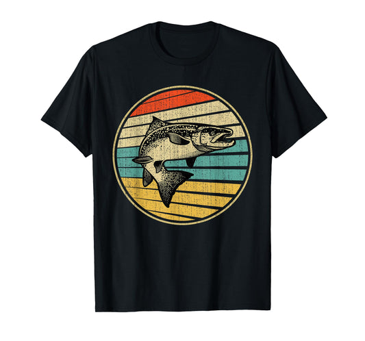 Salmon Fishing Fish Vintage Retro 70s 80s Fisherman Funny T-Shirt