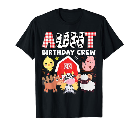 Cow Aunt Birthday Crew Farm Theme Animals Birthday Party Kid T-Shirt