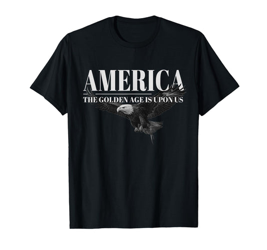 America Golden Age Patriotic Bald Eagle Design T-Shirt