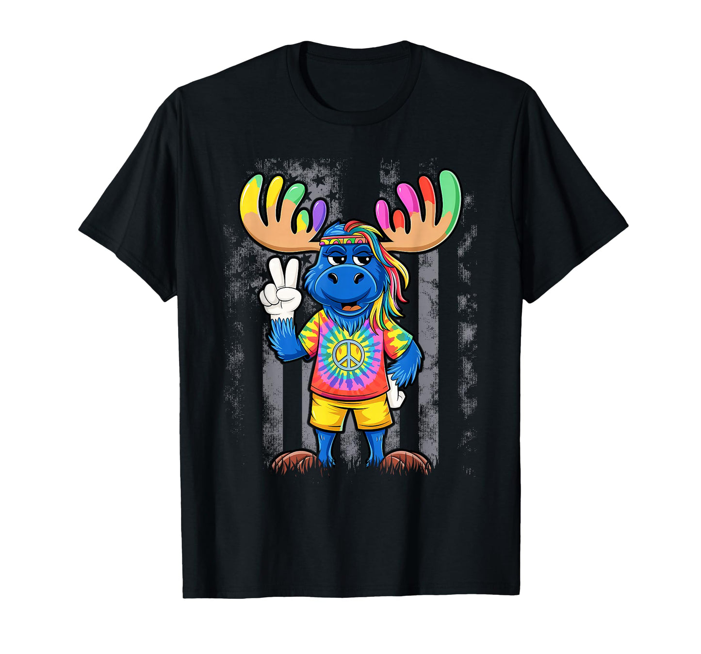 Peace Sign Tie Dye Moose T-Shirt