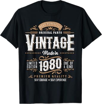 Vintage 1980 45th Birthday Gifts Women Men 45 Year Old T-Shirt