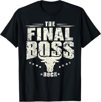The Final Boss Vintage Rock Bull Fun Tee for Strong Dads T-Shirt
