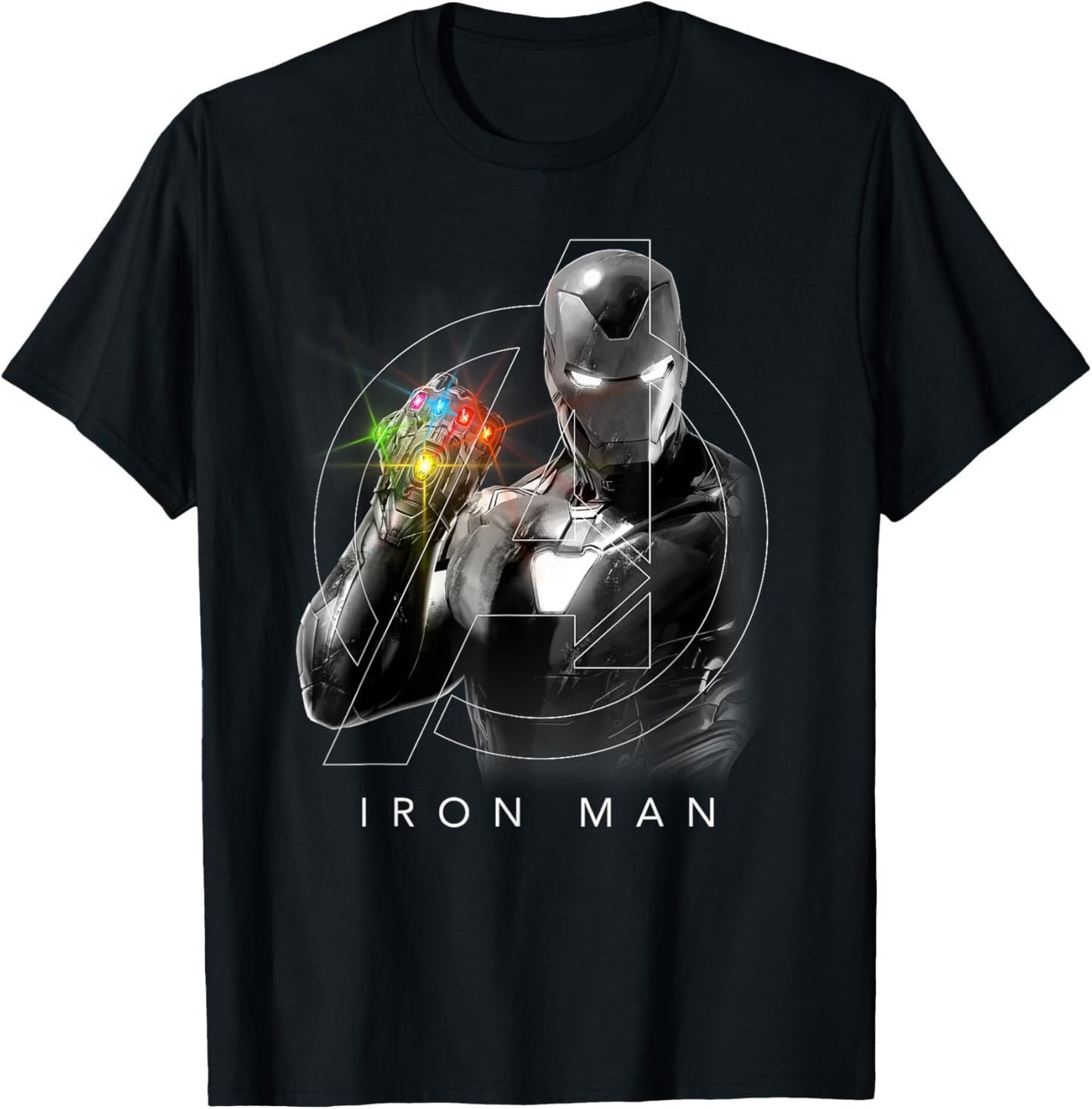Marvel Avengers Endgame Glowing Stones Logo Overlay Portrait T-Shirt