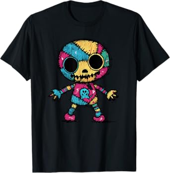 Colorful Skull Patchwork Skeleton Art T-Shirt