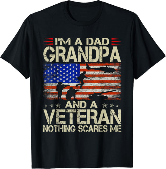 I'm A Dad Grandpa And Veteran Funny Retro Papa Grandpa Gifts T-Shirt