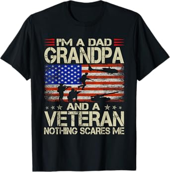 I'm A Dad Grandpa And Veteran Funny Retro Papa Grandpa Gifts T-Shirt
