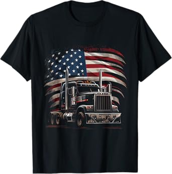 US American Flag Trucker Truck Driver Gift Women Men T-Shirt