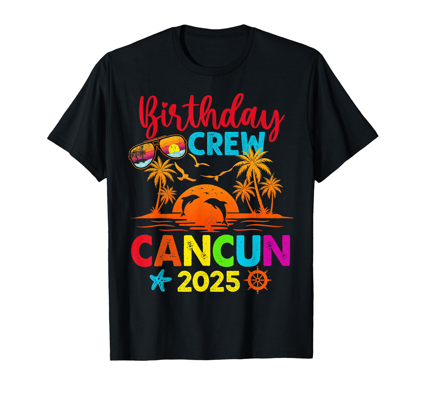 Mexico Cancun Birthday Crew Trip Vacation 2025 Beach Party T-Shirt