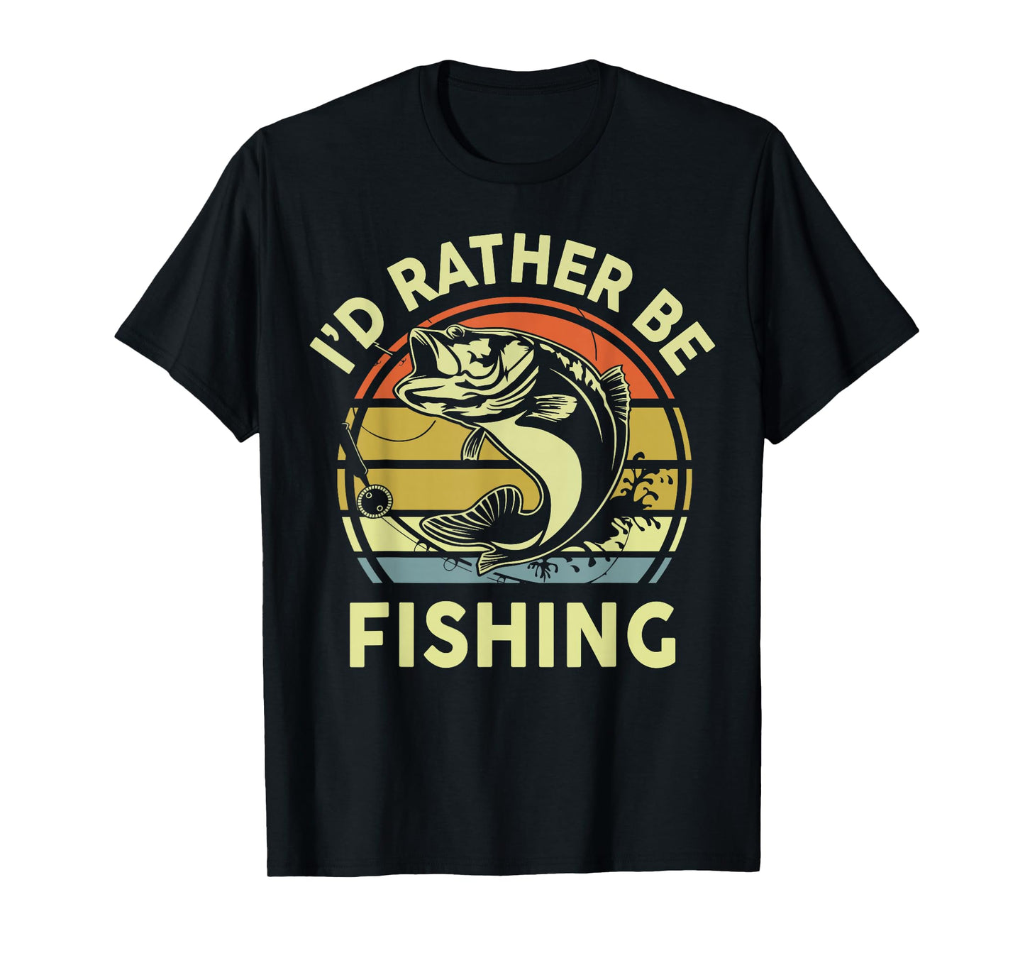 Men I'd Rather Be Fishing-Shirt Boy Bass Fish Funny Graphic T-Shirt