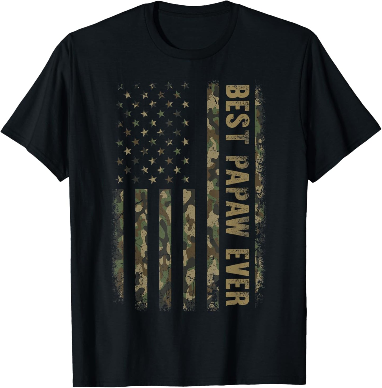 Best Papaw Ever Camouflage American Flag Father's Day T-Shirt