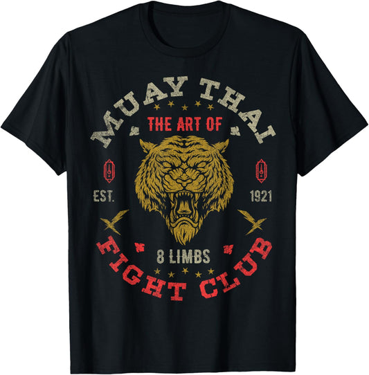 Muay Thai Fighter Vintage Tee Twin Tiger Art of 8 Limbs T-Shirt