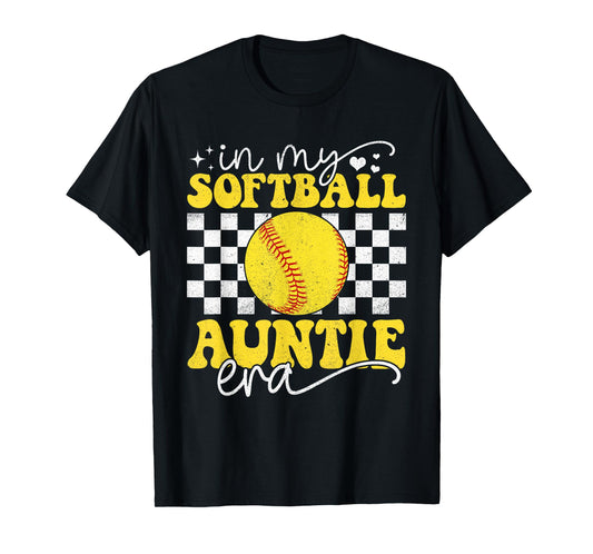 In My Softball Auntie Era Groovy Retro Proud Softball Auntie T-Shirt