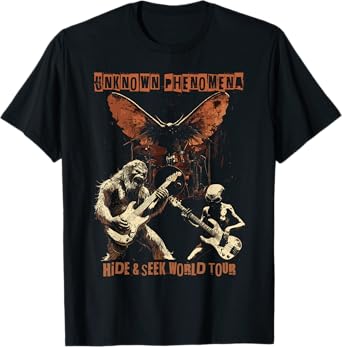 Cryptid Heavy Metal Rock Band Bigfoot Alien Mothman UFO T-Shirt