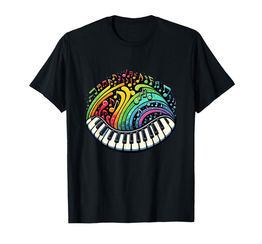 Cool Piano Colorful Keyboard Music Notes Musician Pianist T-Shirt