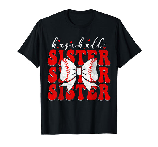 Baseball Sister Coquette Bow Sport Lover Sister Mother's Day T-Shirt