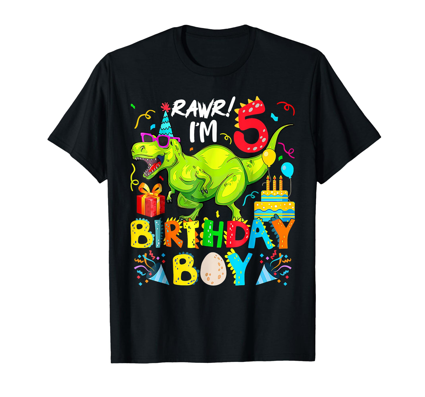 Rawr I'm 5Th Birthday Boy Dinosaur T-Rex 1 Years Old T-Shirt