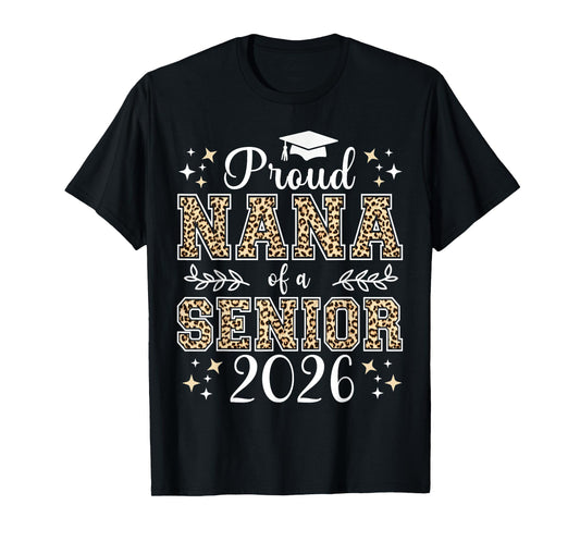 Cute Leopard Proud Nana of A Senior 2026 High School T-Shirt
