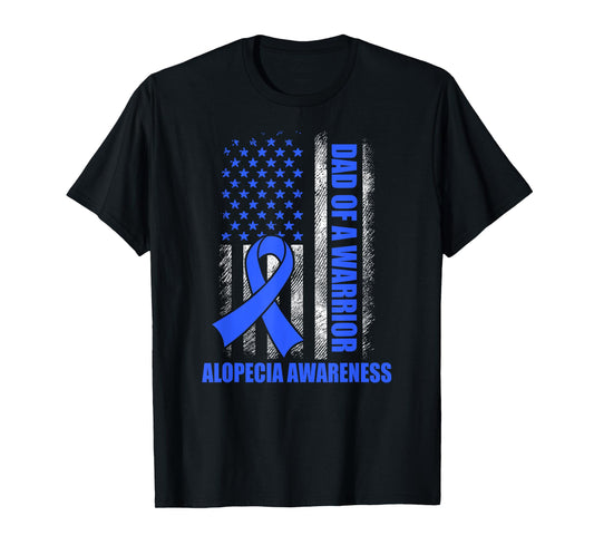 Proud Dad Of A Warrior Alopecia Awareness US Flag T-Shirt