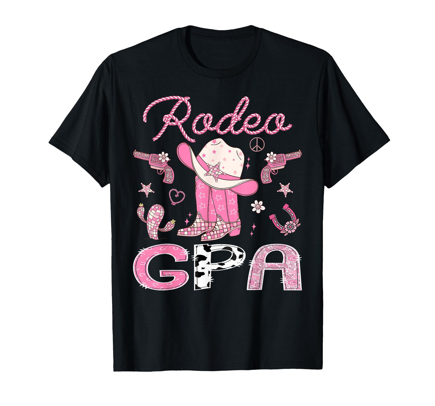 Rodeo GPA 1St Birthday Pink Boots Disco Cowgirl T-Shirt