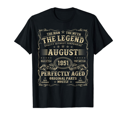 August 1951 73 Year Old Birthday Gifts For Men 73rd Birthday T-Shirt