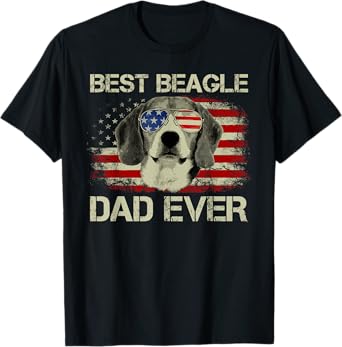 Best Beagle Dad Ever Tshirt Dog Lover American Flag Gift T-Shirt for Men