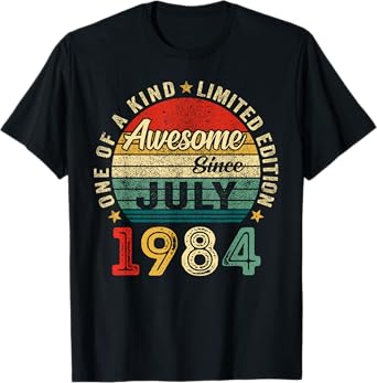 Funny 40 Years Old July 1984 Vintage 40th Birthday Men Women T-Shirt