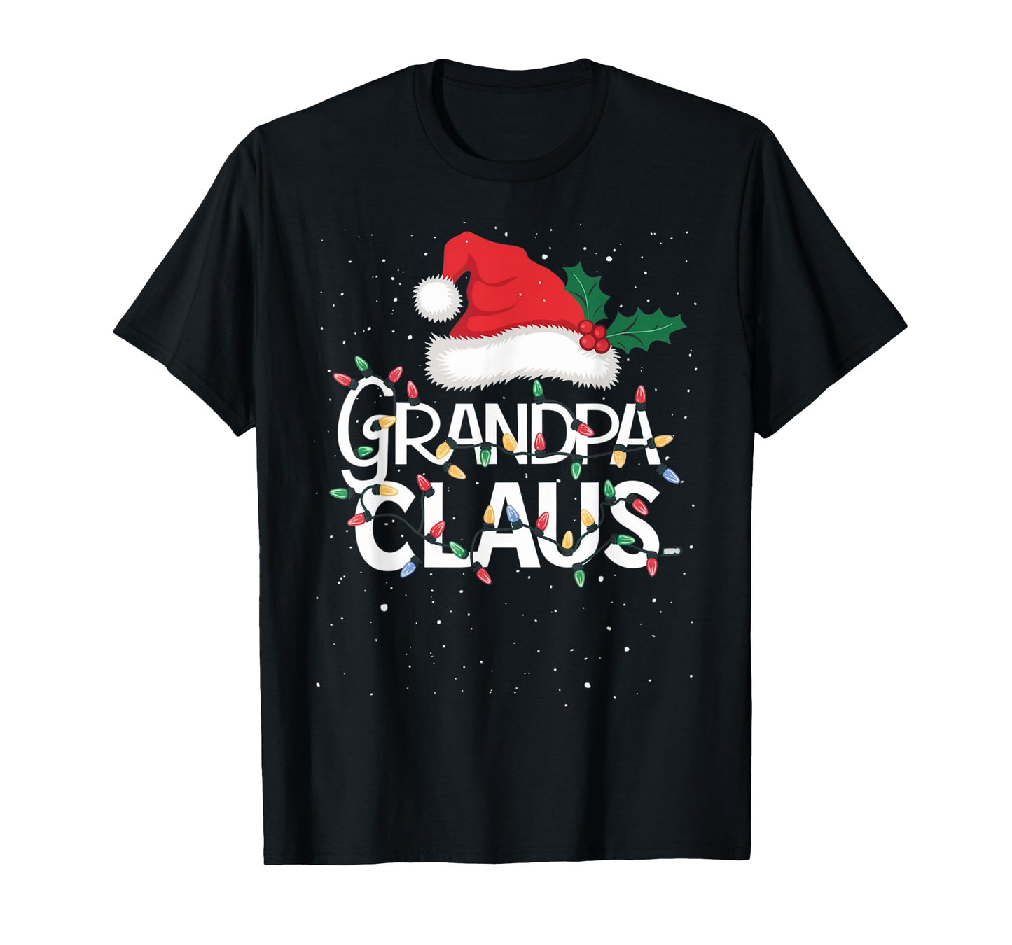 Grandpa Claus Christmas Lights Pajama Family Matching Gifts T-Shirt