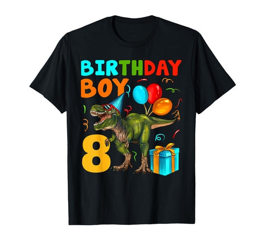 8 Years Old Birthday Boy It's My 8th Birthday Dinosaur Kids T-Shirt