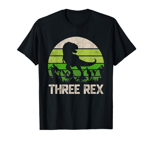 3 Year Old Shirt 3rd Birthday Three Rex Kids T-Shirt