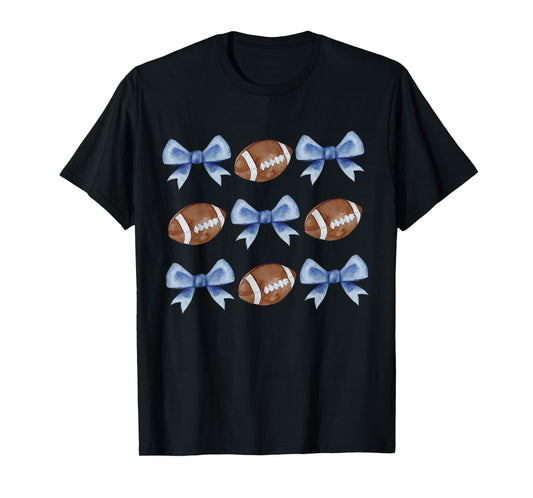 Coquette Football Bow Football Mom Game Day Women Girls Kids T-Shirt