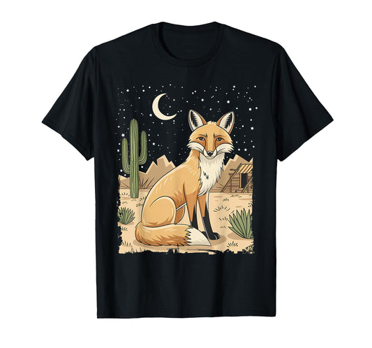 Coyote Desert Nature Scenic Wild Animal South West Cactus T-Shirt