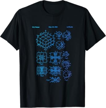 Competitive Puzzle Cube Rubik Patent Speed Cubing Retro Math T-Shirt