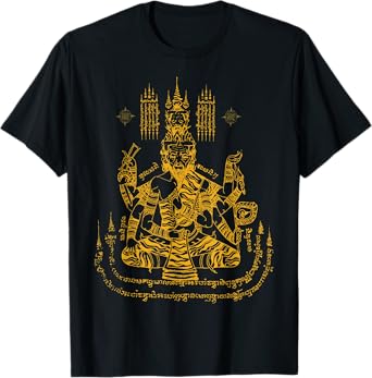 Sawadee Thai Traditional Sak Yant Thai Twin Tigers Muay Thai T-Shirt