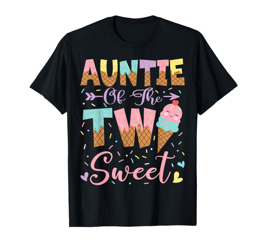 Auntie Of The Two Sweet 2Nd Birthday Summer Ice Cream T-Shirt