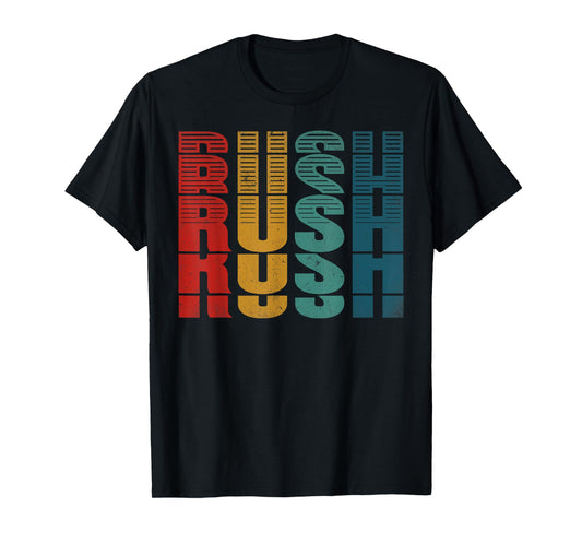 Rush Surname Vintage Retro Men Women Kids Birthday Party Tee T-Shirt