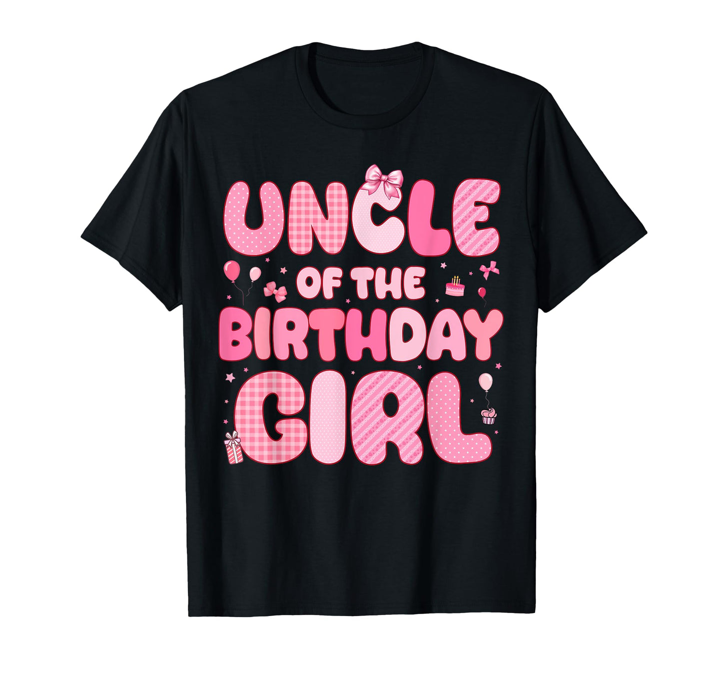 Uncle of The Birthday Girl Pink Coquette Bow Birthday Family T-Shirt