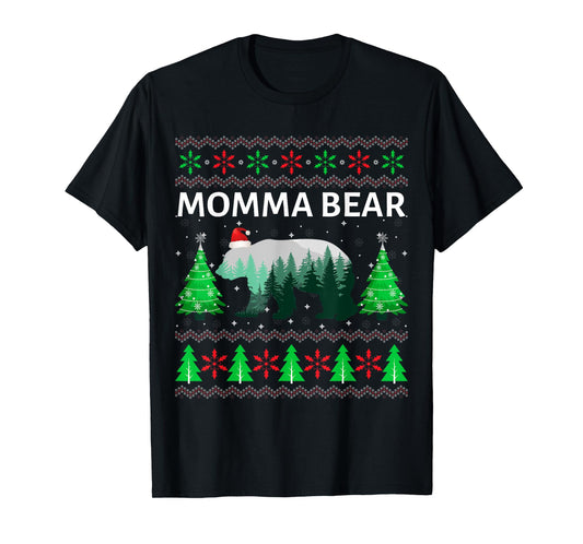 Family Matching Ugly Christmas Sweater Momma Bear Xmas T-Shirt