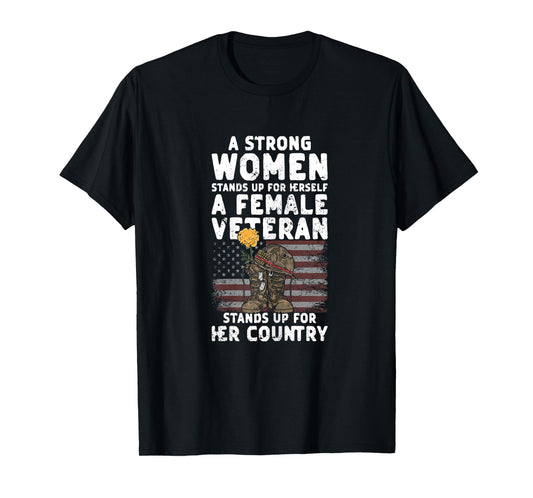 Veteran Women Female Soldier Veterans Day Patriotic T-Shirt