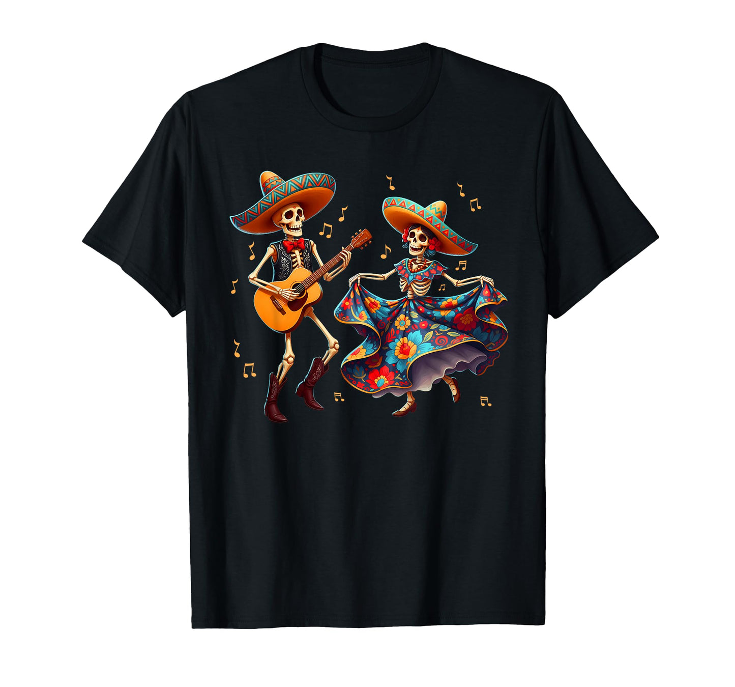 Dia De Los Muertos Dancing Skeletons Guitar Day of The Dead T-Shirt