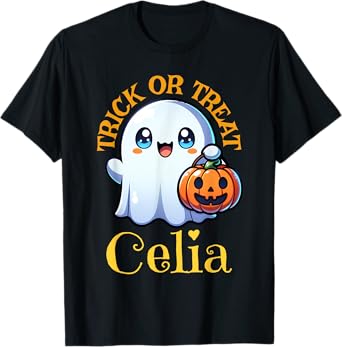 Celia Personalized Name Cute Ghost Halloween T-Shirt
