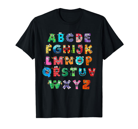 Monster ABC Cute Alphabet Halloween Teacher Costume Kids T-Shirt