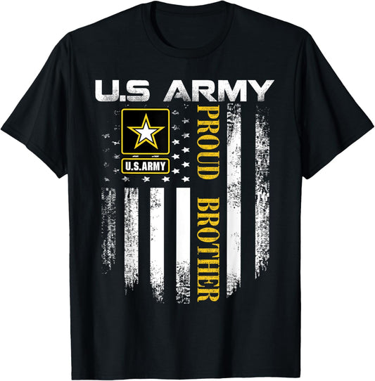 Vintage U.S. Army Proud Brother With American Flag Gift T-Shirt