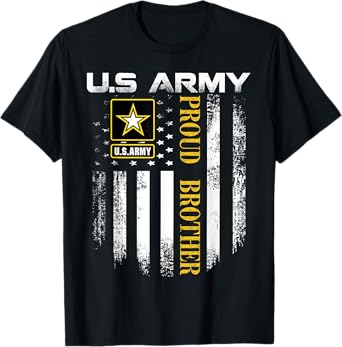 Vintage U.S. Army Proud Brother With American Flag Gift T-Shirt
