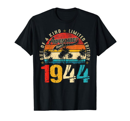 Vintage Awesome since 1944 81st Birthday Men 81 Years Old T-Shirt