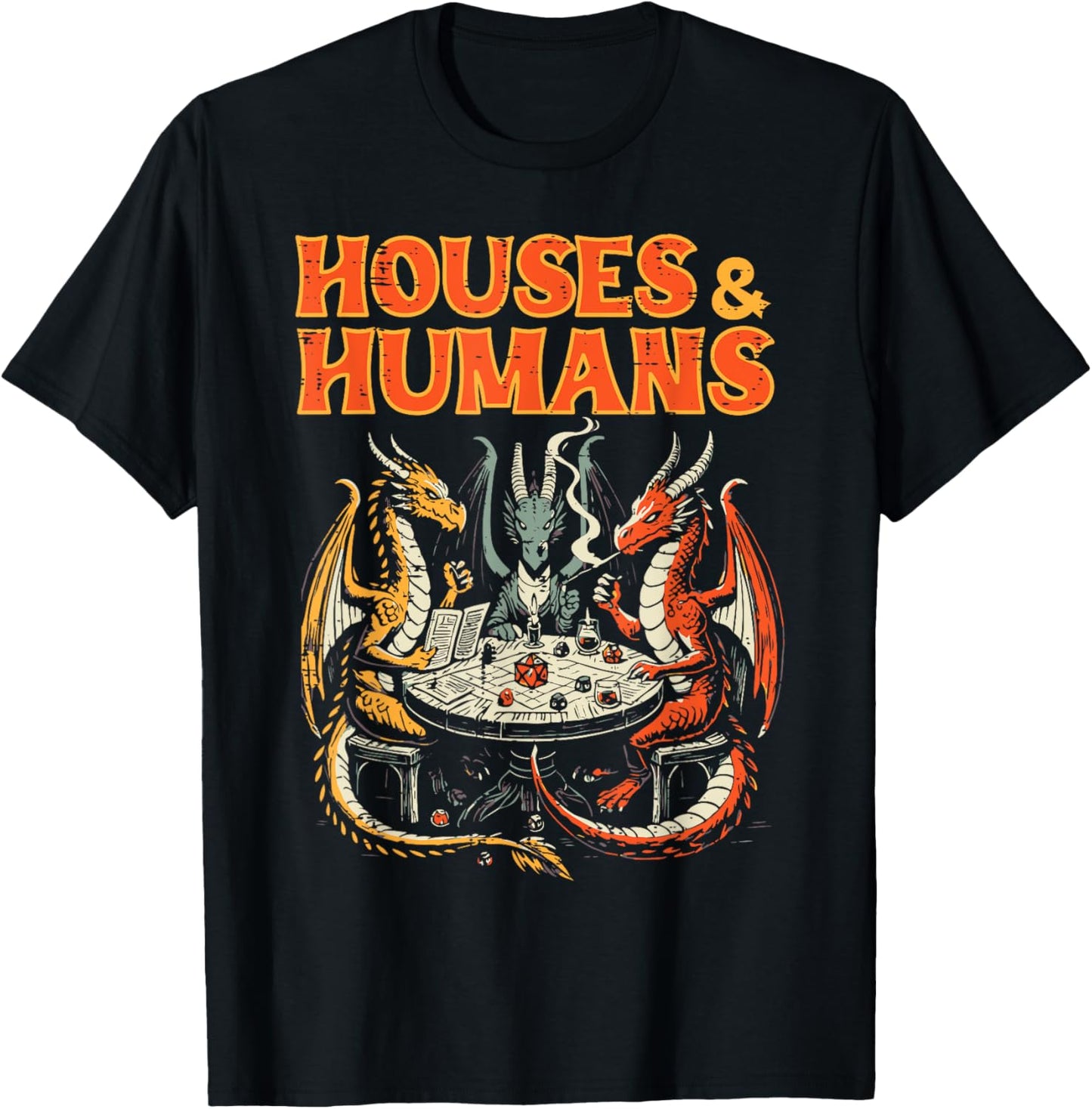 Gaming Houses Humans Funny Rpg Parody Gamer Men Boys Kids T-Shirt